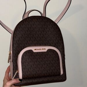 Michael Kors Dark Brown and Light Pink Backpack